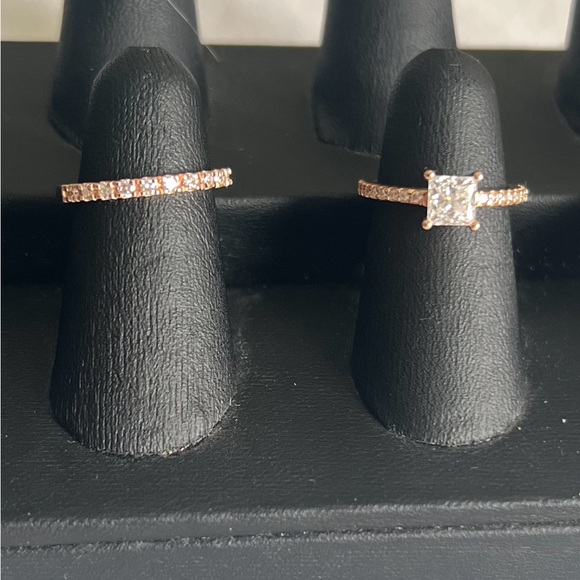Engagement wedding ring set gold diamonds - Picture 6 of 16